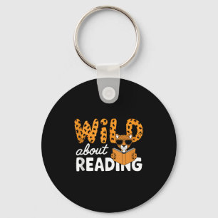 Wild about reading books reader lover librarian key ring