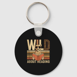 Wild about reading books reader lover librarian key ring