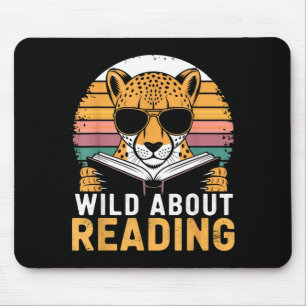 Wild about reading books reader lover librarian mouse mat