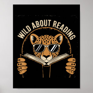 Wild about reading books reader lover librarian poster