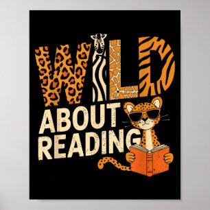 Wild about reading books reader lover librarian poster