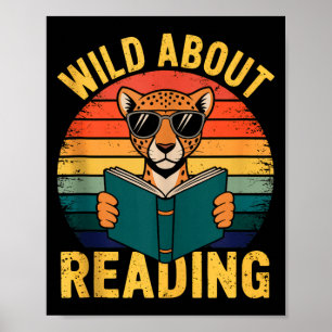 Wild about reading books reader lover librarian poster