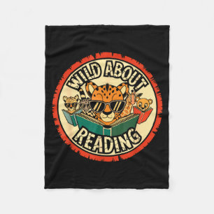 Wild about reading books reader lover librarian zo fleece blanket