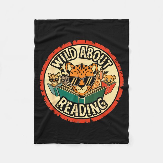Wild about reading books reader lover librarian zo fleece blanket (Front)