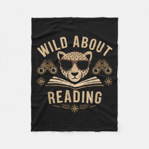 Wild about reading books reader lover librarian zo fleece blanket