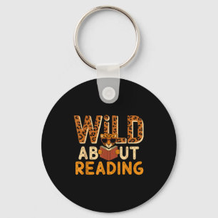 Wild about reading books reader lover librarian zo key ring