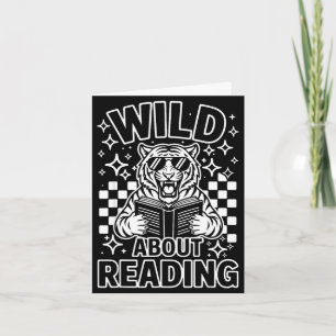 Wild about reading cool tiger sunglasses read book card