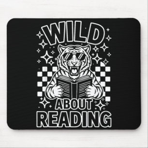 Wild about reading cool tiger sunglasses read book mouse mat