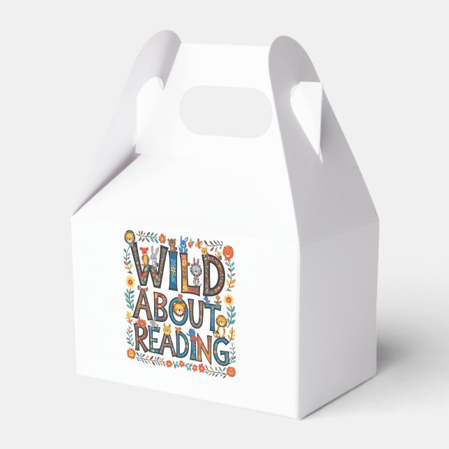 Wild About Reading Cute Jungle Animals Book Lover Favour Box (Front Side)