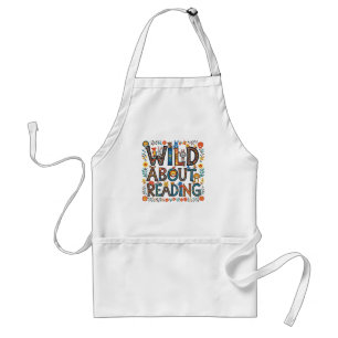 Wild About Reading Cute Jungle Animals Book Lover Standard Apron