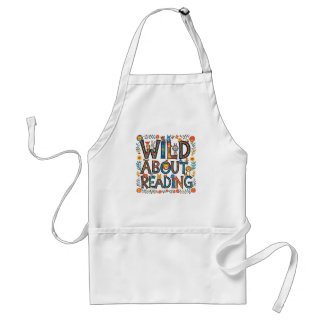 Wild About Reading Cute Jungle Animals Book Lover Standard Apron