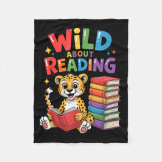 Wild about reading cute leopard teacher kids book fleece blanket