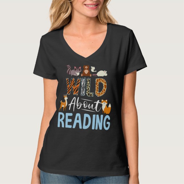 Wild About Reading Designs   Book T-Shirt (Front)