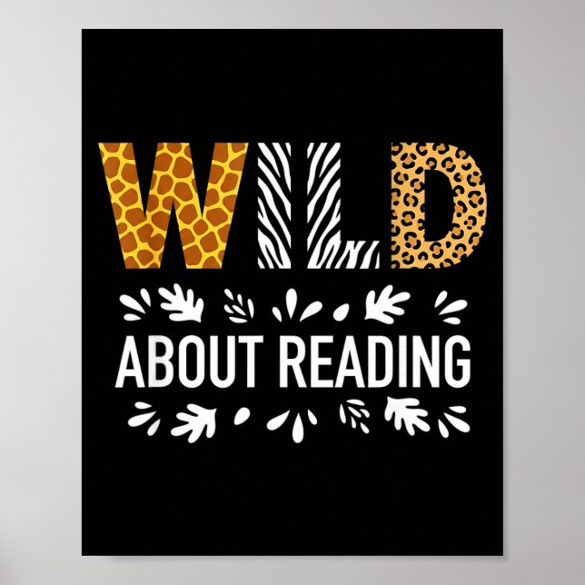 Wild about reading funny animal print teacher (Front)