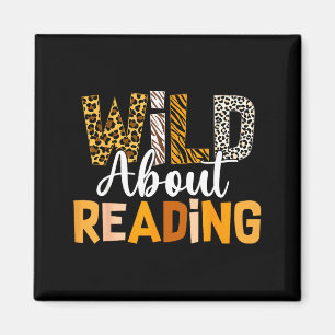 Wild about reading funny book lover bookworm anima magnet