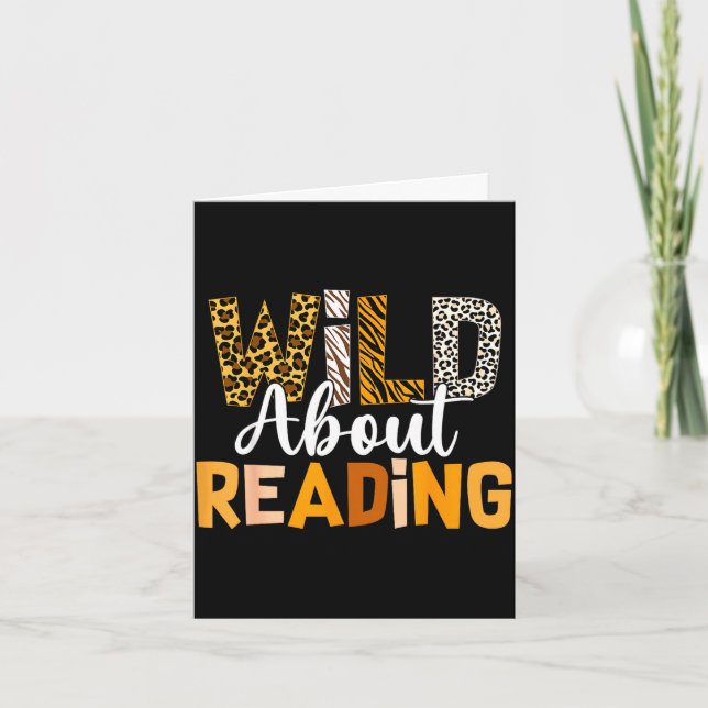 Wild about reading funny book lover bookworm card (Front)
