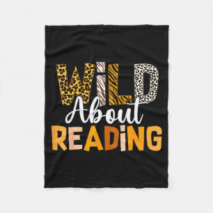 Wild about reading funny book lover bookworm fleece blanket