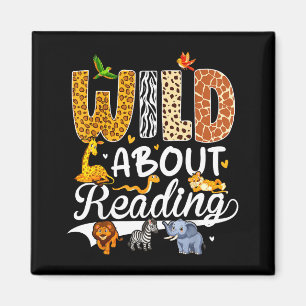 Wild about reading funny book lover bookworm magnet