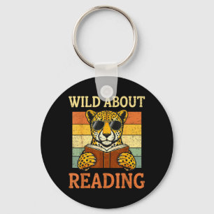 Wild About Reading Funny Leopard Cheetah Book Key Ring