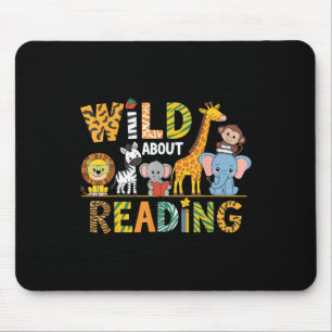 Wild About Reading Kid Love Wild Animal Books Back Mouse Mat