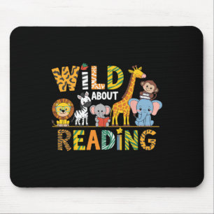 Wild About Reading Kid Love Wild Animal Books Back Mouse Mat