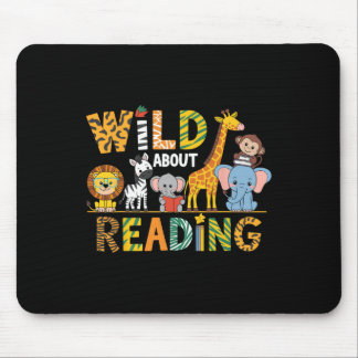 Wild About Reading Kid Love Wild Animal Books Back Mouse Mat