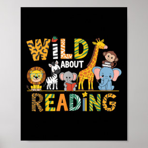 Wild About Reading Kid Love Wild Animal Books Back Poster