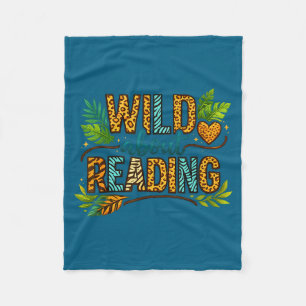 Wild about reading reading books and bookworm fleece blanket