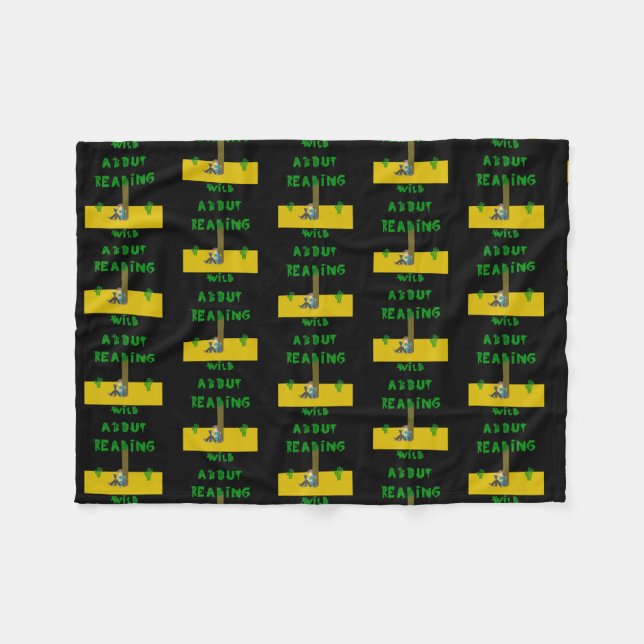 Wild ABOUT READING READING READER BOOKS LOVERS  Fleece Blanket (Front (Horizontal))