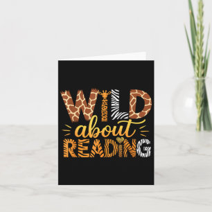 Wild About Reading Safari Animal Print Graphic Card