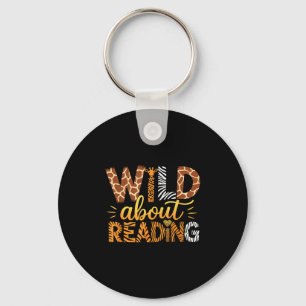 Wild About Reading Safari Animal Print Graphic Key Ring