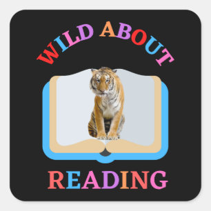 WILD ABOUT READING SQUARE STICKER