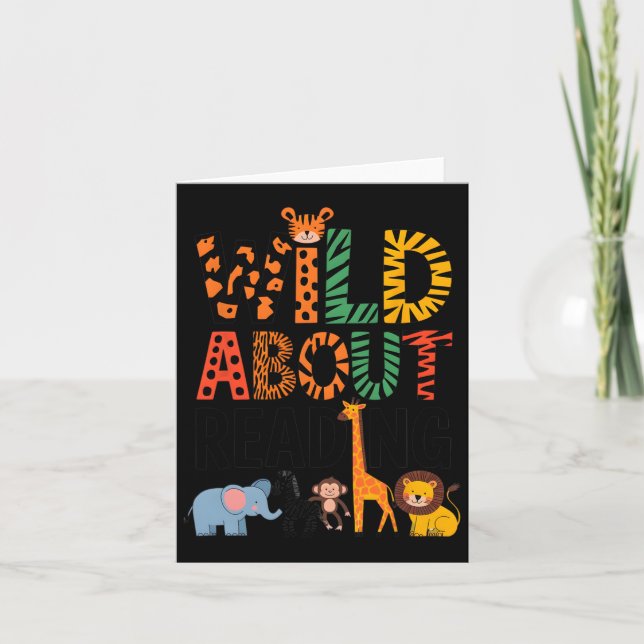 Wild About Reading Teacher Reading Books Back To S Card (Front)