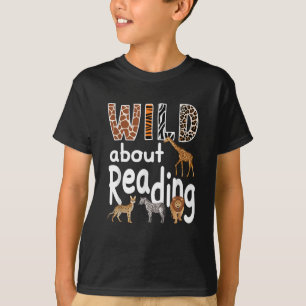 Wild About Reading Zoo Animals Cute Book Lover T-Shirt