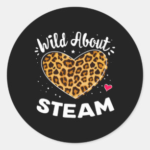 Wild About Steam Leopard Squad Stem Byck To School Classic Round Sticker