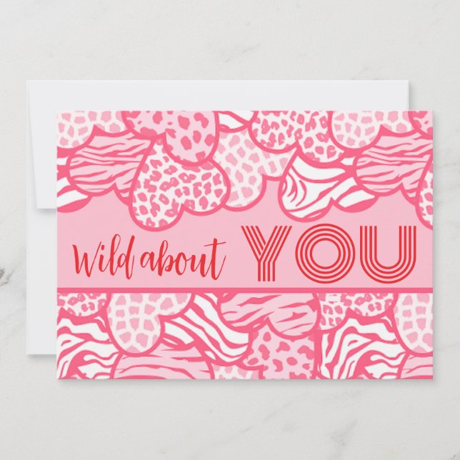 Wild About You Blush Pink Wild Hearts Valentine Holiday Card (Front)