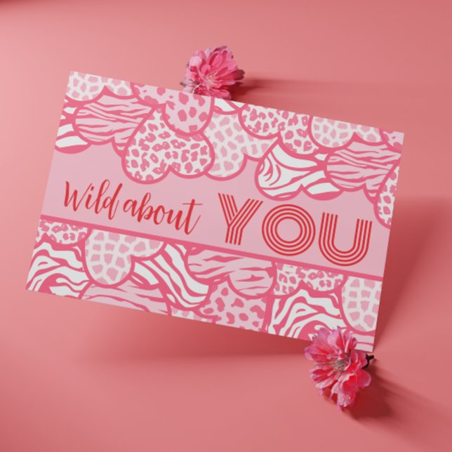 Wild About You Blush Pink Wild Hearts Valentine Postcard (Creator Uploaded)