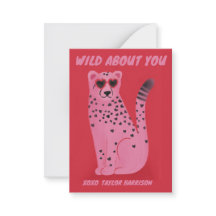 Wild About You Cheetah Classroom Valentine Card