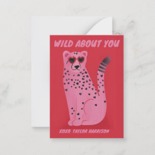 Wild About You Cheetah Classroom Valentine Card