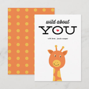 Wild about you classroom valentine's day card