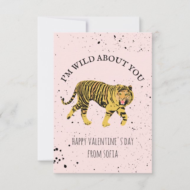 Wild About You Tiger Classroom Photo Valentine Invitation (Front)