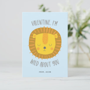 Wild about you Valentine Card Blue