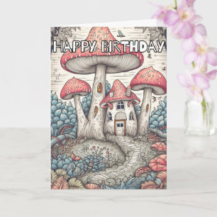Wild Abstract Mushroom Forest Illustration Card