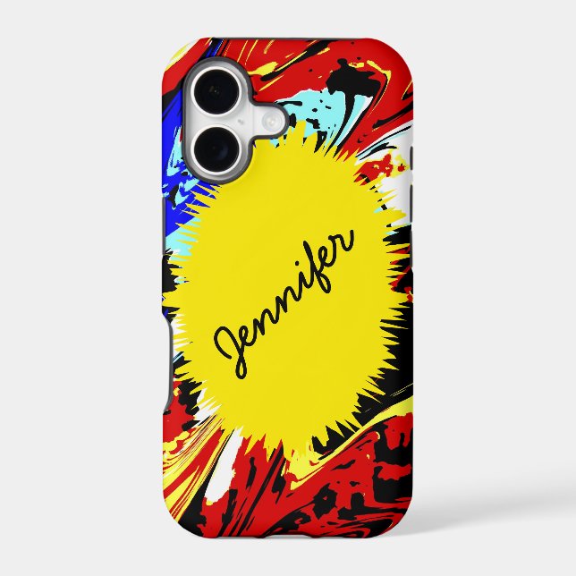 Wild Abstract & Yellow, Personalised Name, (Back)
