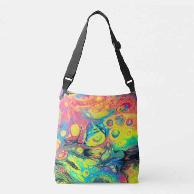 Wild Acrylic Fluid Art Abstract Crossbody Bag (Front)