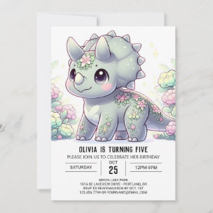 Wild Adorable Dinosaur Digital Birthday  Invitation