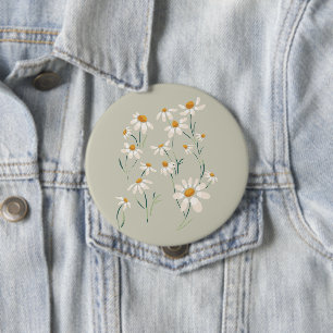 Wild Aesthetic Chamomile Camomile Delicate Flowers 10 Cm Round Badge