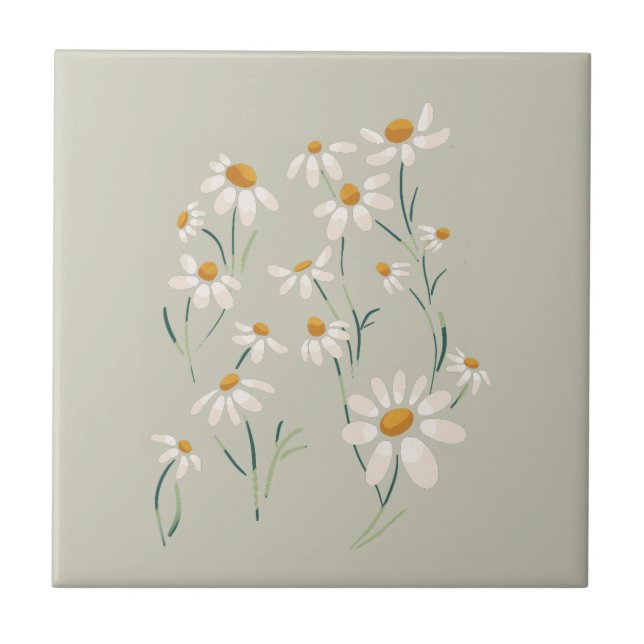 Wild Aesthetic Chamomile Camomile Delicate Flowers Tile (Front)