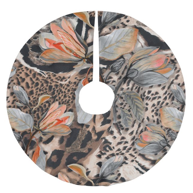Wild African Animal Skin Pattern Brushed Polyester Tree Skirt (Front)
