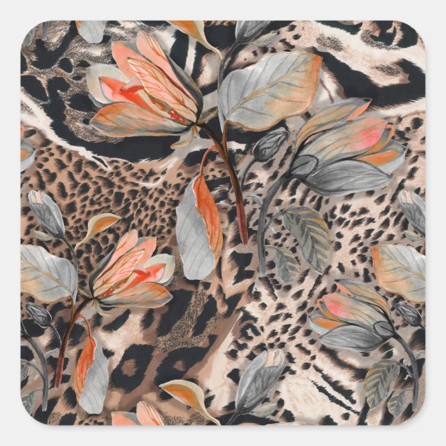 Wild African Animal Skin Pattern Square Sticker (Front)